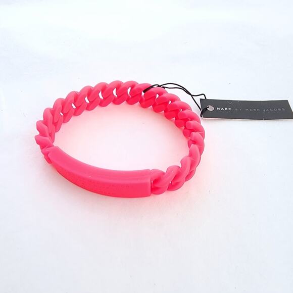 MARC JACOBS STANDARD SUPPLY BRAIDED SILICONE RUBBER BRACELET - FLUORO Hot Pink - Picture 2 of 7